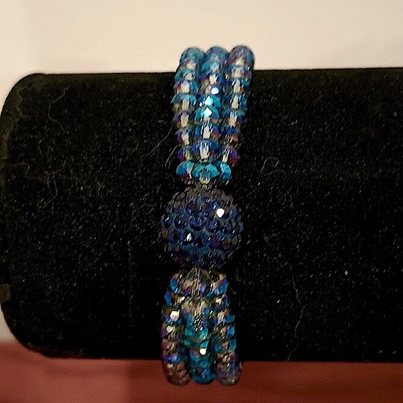 !!Swarovski!!Blue Crystal Set. Long Necklace, Bracelet, Earrings, NWOT - Picture 4 of 9